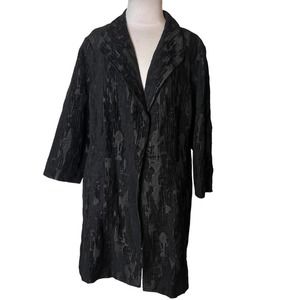 Eileen Fisher black texturized silk lined coat sz 1X